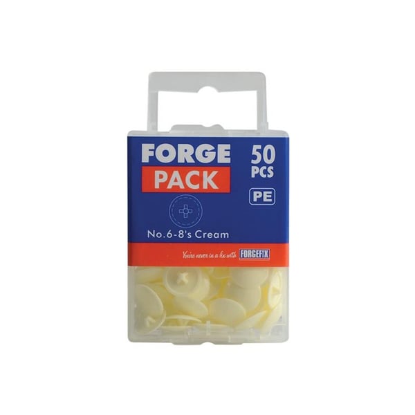 Forgefix Pozi Compatible Cover Cap Cream No.6-8 Forge Pack 50