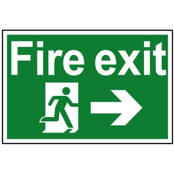 Scan Fire Exit Running Man Arrow Right - Pvc Sign 300 X 200mm