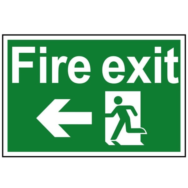 Scan Fire Exit Running Man Arrow Left - Pvc Sign 300 X 200mm