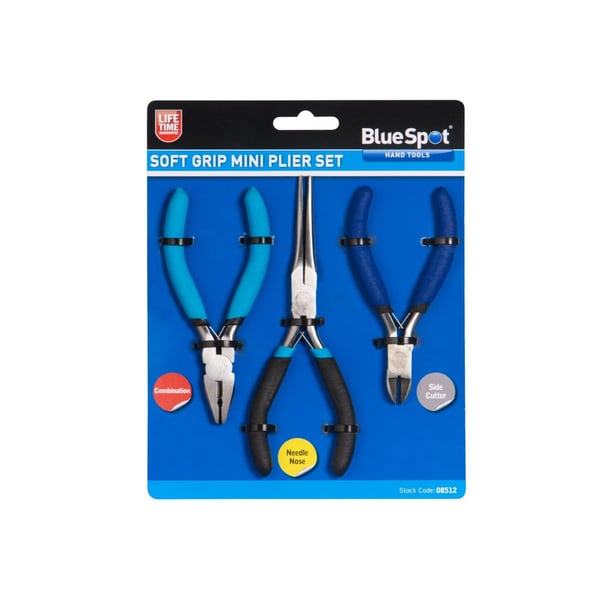 BlueSpot Tools Minitang-sæt med blødt greb, 3 dele