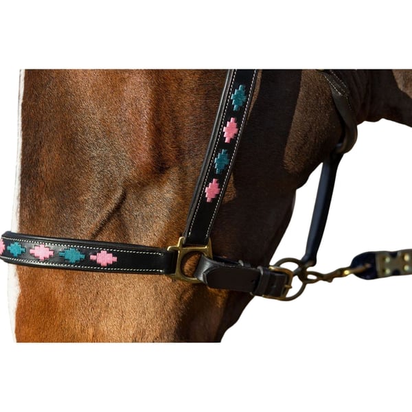 Gallop Diamond Leather Padded Horse Headcollar