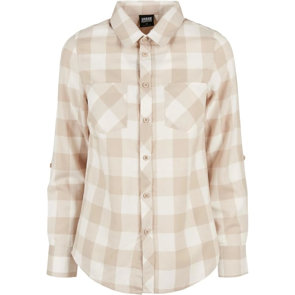 Urban Classics Naisten Ruudullinen Flannel-paita käännetyillä hihansuilla