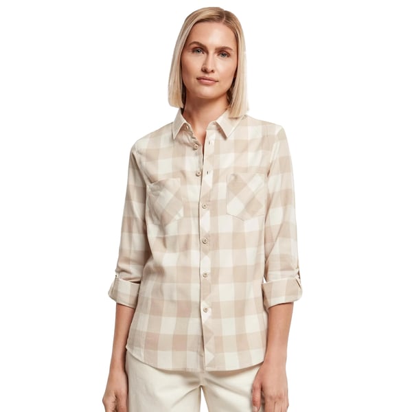 Urban Classics Naisten Ruudullinen Flannel-paita käännetyillä hihansuilla