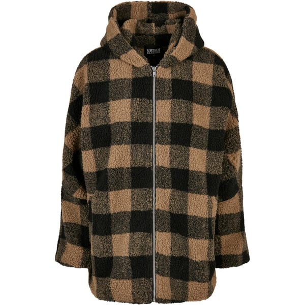 Urban Classics Womens/Ladies Checked Sherpa Hooded Oversized Jacket Urban Classics Womens/Ladies Checked Sherpa Hooded Oversized Jacket