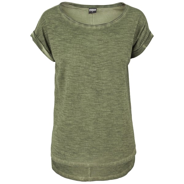 Urban Classics Naisten Spray Dye Dipped Hem T-paita