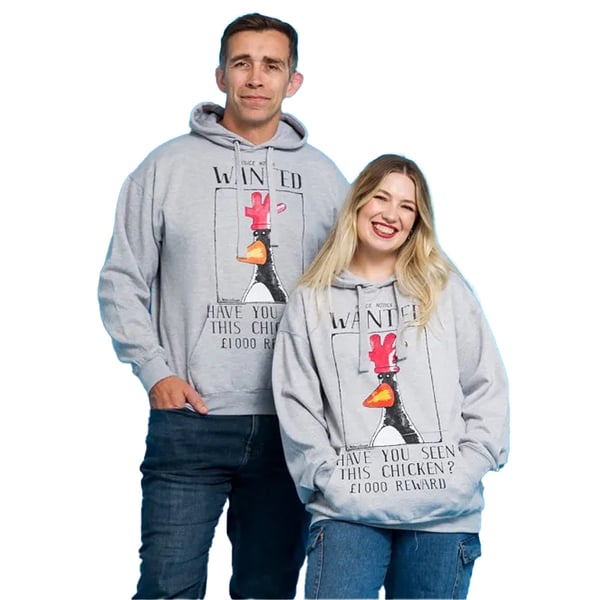 Wallace and Gromit Unisex Adult Feathers McGraw Wanted Poster Hoodie
