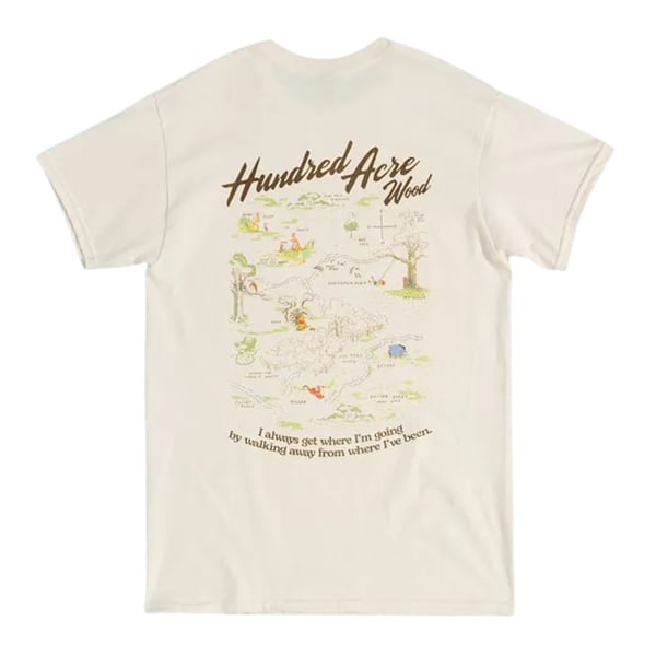 Winnie the Pooh Unisex Adult Hundred Acre Wood Map Back Print T-Shirt