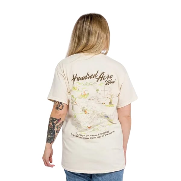 Winnie the Pooh Unisex Adult Hundred Acre Wood Map Back Print T-Shirt