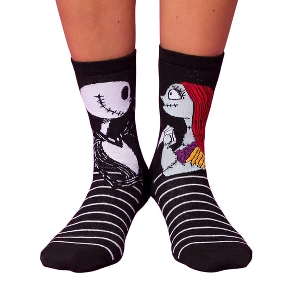 The Nightmare Before Christmas Unisex Adult Jack and Sally Crew Socks