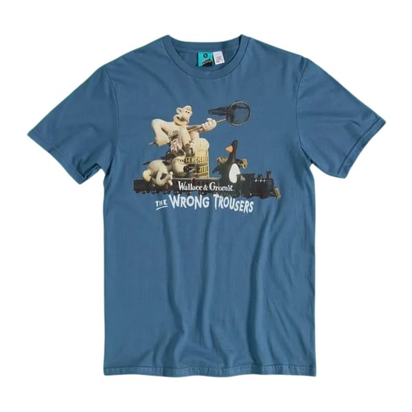 Wallace and Gromit Unisex Adult The Wrong Trousers Train Scene T-Shirt Wallace and Gromit Unisex Adult The Wrong Trousers Train Scene T-Shirt