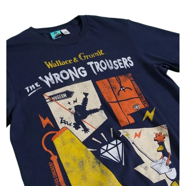 Wallace and Gromit Unisex Adult The Wrong Trousers Diamond T-Shirt