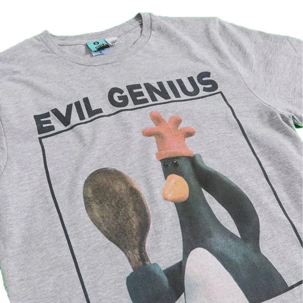 Wallace and Gromit Unisex Adult Evil Genius Feathers McGraw T-Shirt