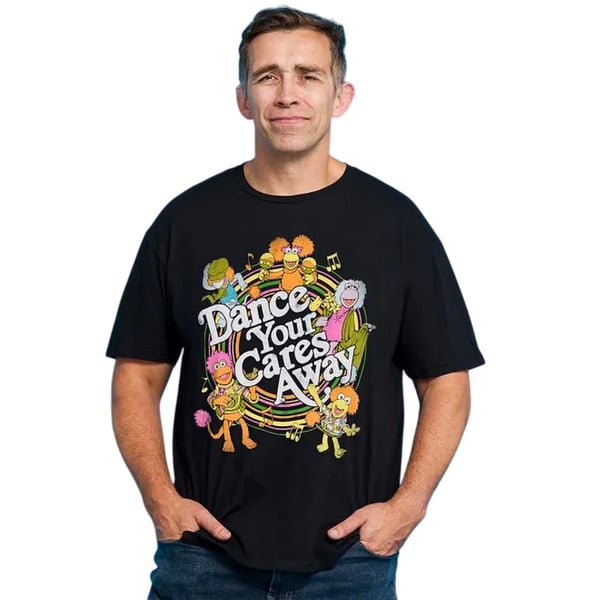 Fraggle Rock Unisex Adult Dance Your Cares Away Swirl T-Shirt