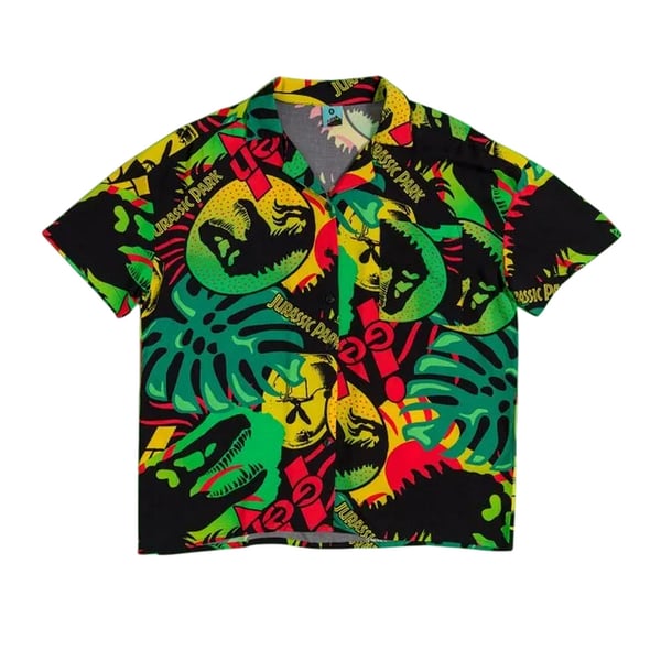Jurassic Park Unisex Adult Button-Down Short-Sleeved Shirt