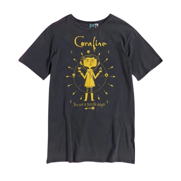 Coraline Womens/Ladies You Are In Terrible Danger Vintage Wash T-Shirt Dress