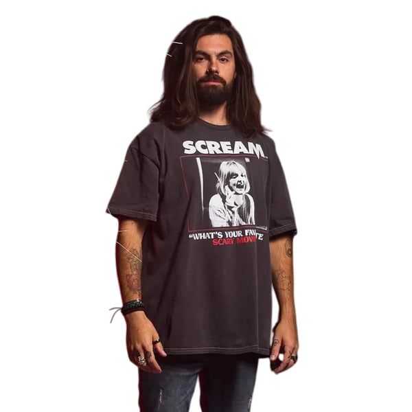 Scream Unisex Adult Whats Your Favourite Scary Movie Vintage Wash T-Shirt