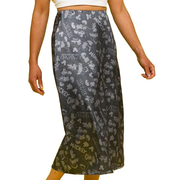 Disney Womens/Ladies Mickey Mouse & Minnie Mouse Patterned Satin Midi Skirt