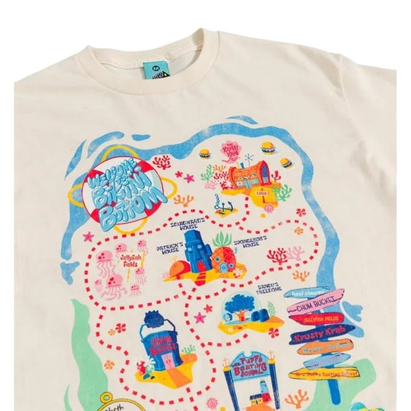 SpongeBob SquarePants Unisex Adult Bikini Bottom Map T-Shirt