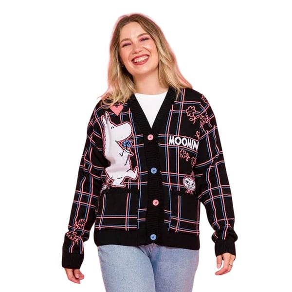 Moomin Unisex Adult In Love Checked 80th Cardigan