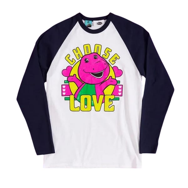 Barney Unisex Adult Chose Love Long-Sleeved Baseball T-Shirt