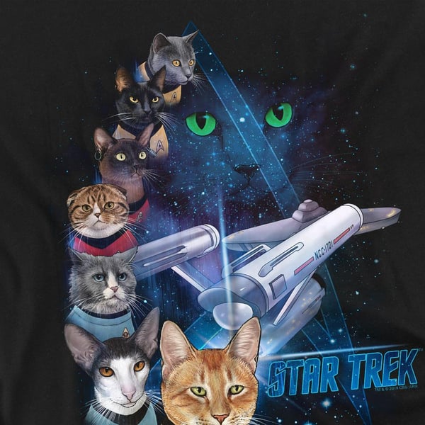 Star Trek Unisex Adult Feline Galaxy T-Shirt