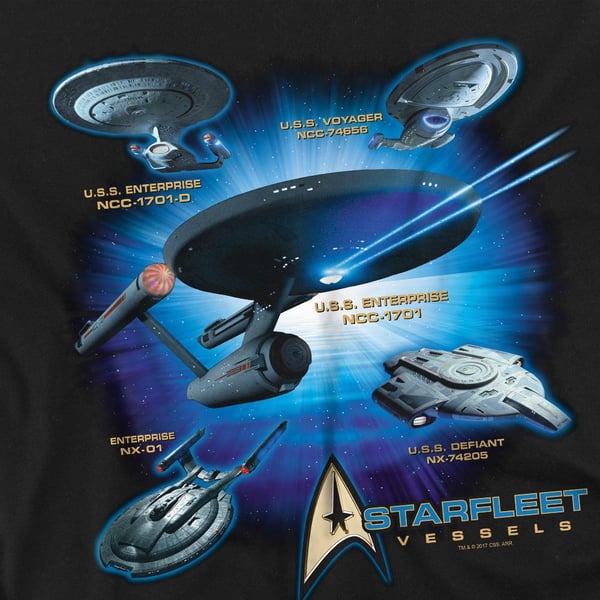 Star Trek Unisex Adult Starfleet Vessels T-Shirt