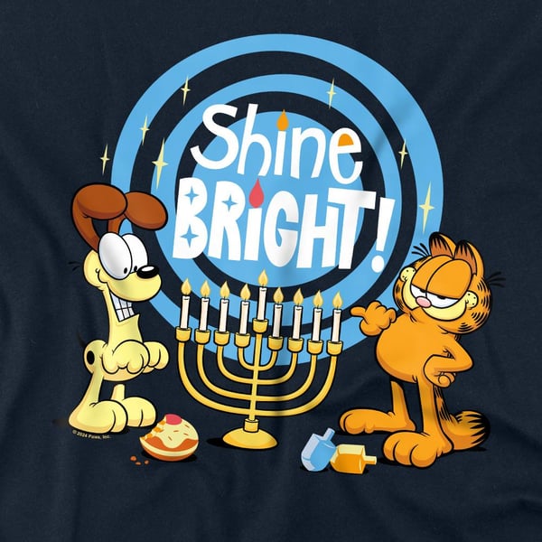 Garfield Unisex Adult Shine Bright For Hanukkah Odie T-Shirt