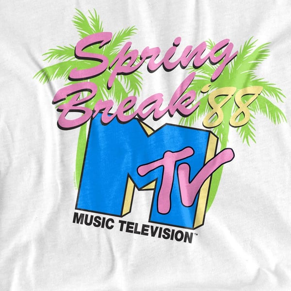 MTV Unisex Adult Spring Break Neon Palm Trees T-Shirt