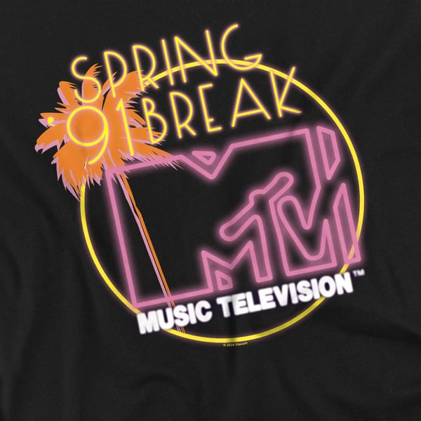 MTV Unisex Adult Spring Break ´91 Neon Sign T-Shirt