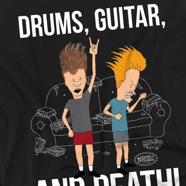 Beavis & Butthead Unisex Adult Drums Guitar & Death T-Shirt