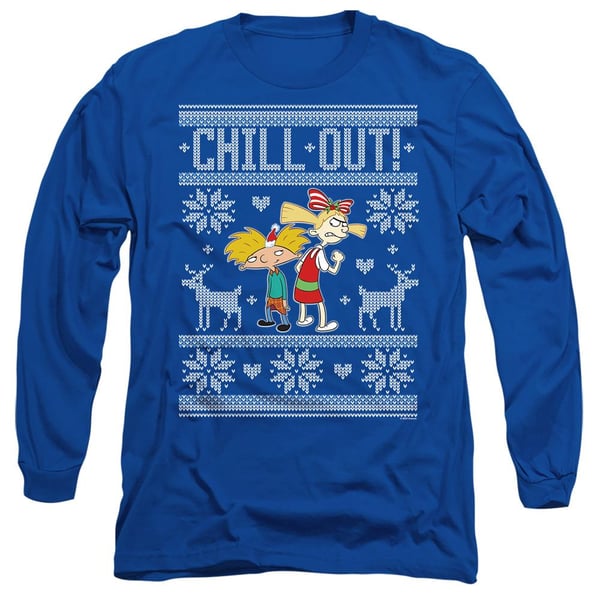 Hey Arnold! Unisex Adult Chill Out Arnold & Helga Christmas Jumper T-Shirt