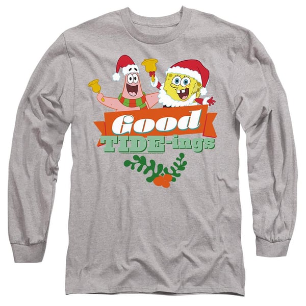 SpongeBob SquarePants Unisex Adult Good Tide-ings Patrick Star Santa Claus Christmas T-Shirt
