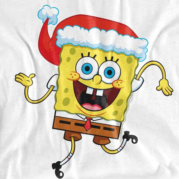 SpongeBob SquarePants Unisex Adult Santa Hat Christmas T-Shirt