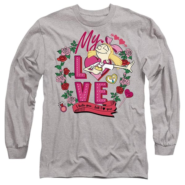 Hey Arnold! Unisex Adult I Hate You But Love You Helga Valentine`s Day T-Shirt