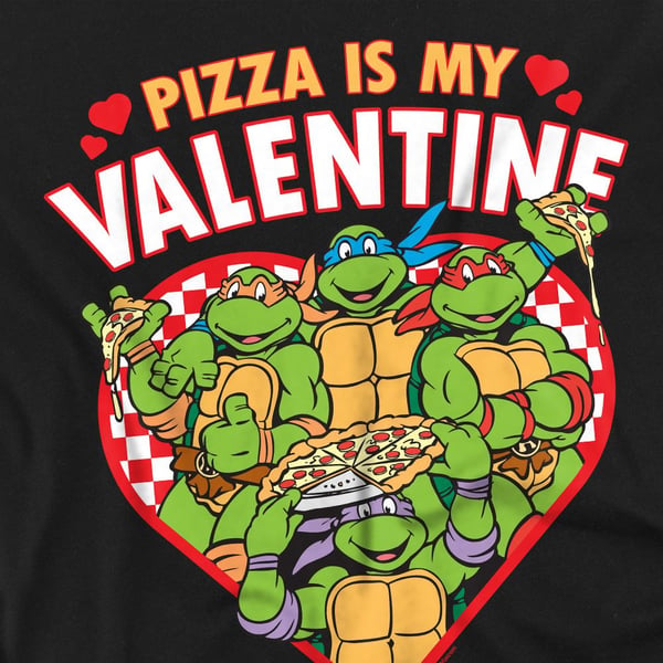 Teenage Mutant Ninja Turtles Unisex Adult Pizza Is My Valentine T-Shirt