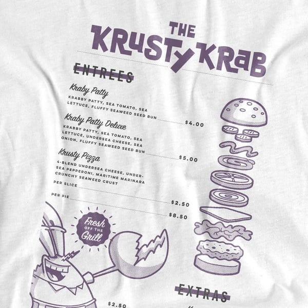 SpongeBob SquarePants Unisex Adult Krusty Krab Menu T-Shirt