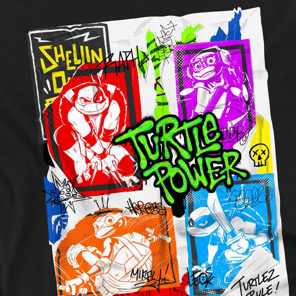 Tales of the Teenage Mutant Ninja Turtles Unisex Adult Lino Poster T-Shirt