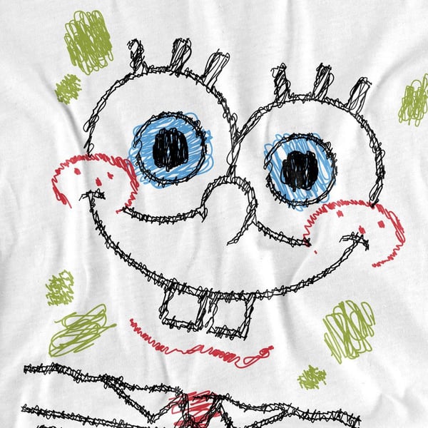 SpongeBob SquarePants Unisex Adult Scribble Smile T-Shirt