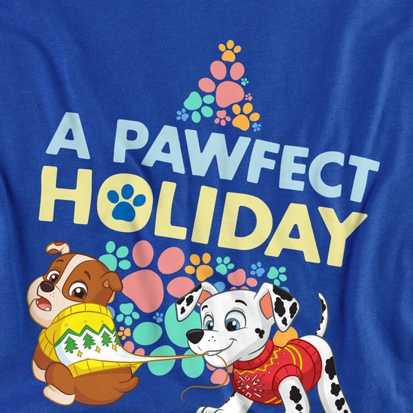 Paw Patrol Unisex Adult A Pawfect Holiday Rubble & Marshall Christmas T-Shirt