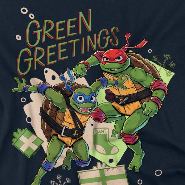 Teenage Mutant Ninja Turtles: Mutant Mayhem Unisex Adult Christmas Greetings Leonardo & Raphael T-Shirt