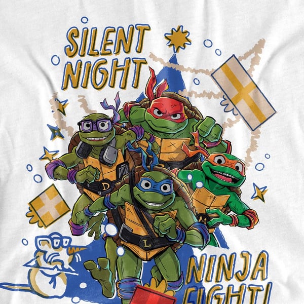Teenage Mutant Ninja Turtles: Mutant Mayhem Unisex Adult Silent Night Ninja Fight Christmas T-Shirt