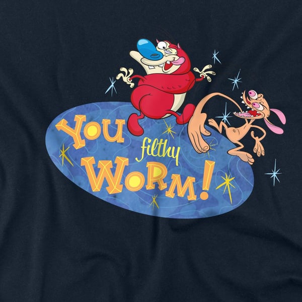 Ren & Stimpy Unisex Adult You Filthy Worm! T-Shirt