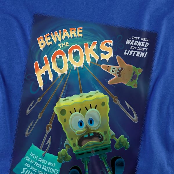 SpongeBob SquarePants Unisex Adult Beware The Hooks T-Shirt