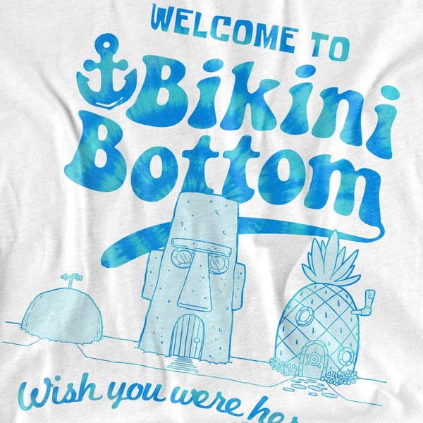 SpongeBob SquarePants Unisex Adult Bikini Bottom Welcome T-Shirt