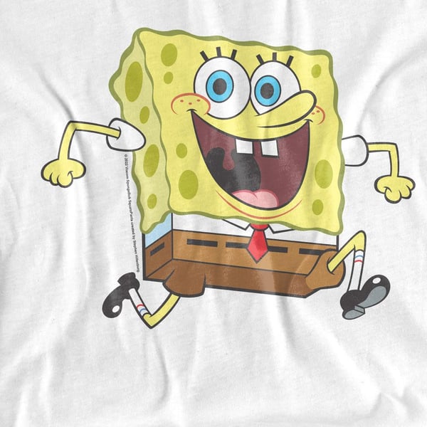 SpongeBob SquarePants Unisex Adult Happy Running T-Shirt
