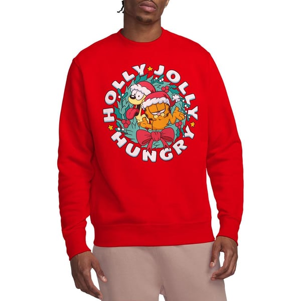 Garfield Unisex Adult Holly Jolly Hungry Odie Christmas Sweatshirt