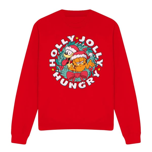 Garfield Unisex Adult Holly Jolly Hungry Odie Christmas Sweatshirt