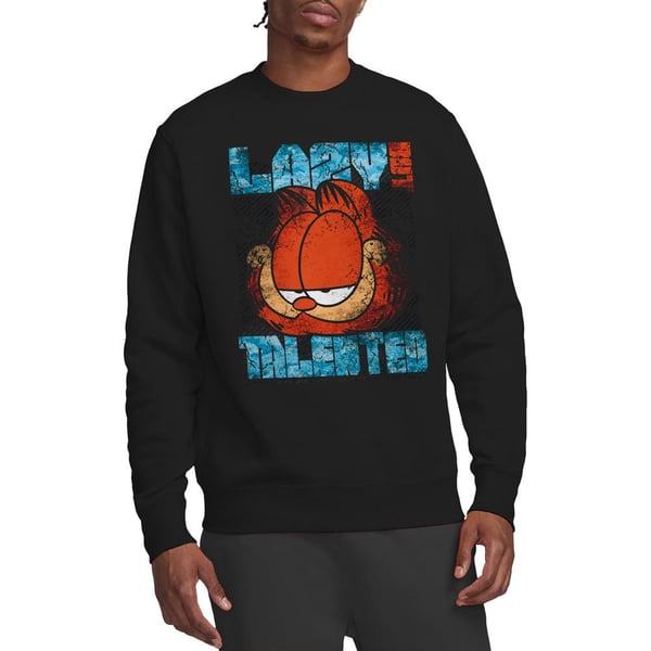 Garfield Unisex Adult Lazy But Talented Distressed Sweatshirt
