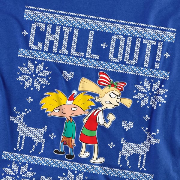 Hey Arnold! Unisex Adult Chill Out Arnold & Helga Christmas Jumper Sweatshirt
