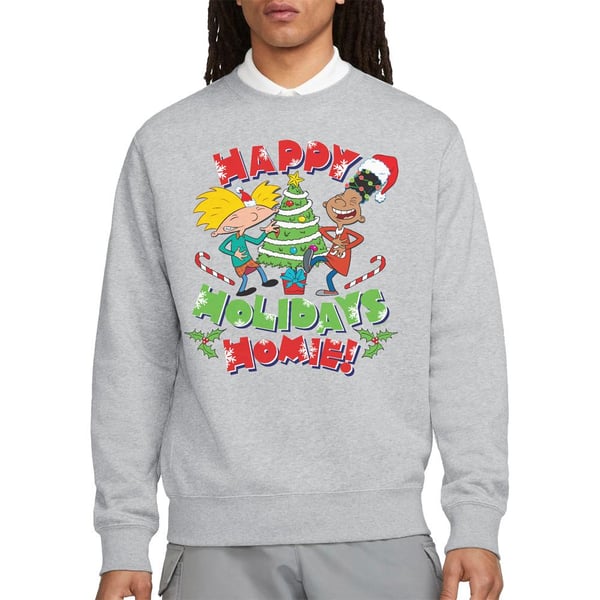 Hey Arnold! Unisex Adult Happy Holidays Homie! Arnold & Gerald Christmas Sweatshirt
